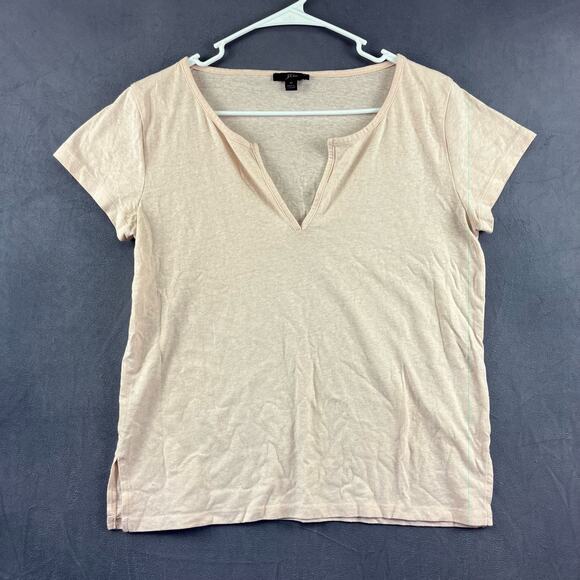 J. Crew Cut V- Neck Shirt Women's Medium Light Basic Short Sleeve Preppy Soft - Picture 1 of 8